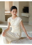 Odette Apricot Jade Slim Fit Cheongsam Top