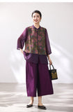 Oliviana Flower Purple Lace Cheongsam Top