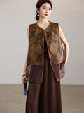 Altair 2-Piece Brown Coffee Cheongsam Vest Set