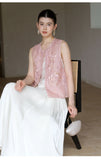 Moonstone 2-Piece Mist Pink Embroidered Cheongsam Top