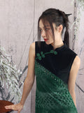 Manor Green Dragon Print Cheongsam Dress