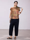 Symphony Flower Coffee Jacquard Cheongsam Top