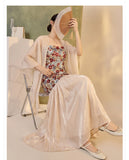 Gwen 2-Piece Embroidered Slip Dress Cheongsam Set
