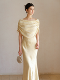 Rhodonite Cloud Silk Yellow Cheongsam Dress