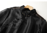 Evangeline Black Long Sleeve Cheongsam Top