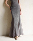 Isolde 2-Piece Bamboo Shadow Gray Jacquard Cheongsam Set