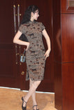 Elle Vintage Black Cheongsam Dress