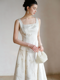 Aldebaran Soft Apricot Jacquard Cheongsam Dress