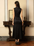 Belladonna Black Floral Jacquard Cheongsam Dress
