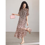 Felicity Flower Brown Mermaid Cheongsam Dress