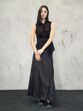 Xiaowen Black Lace Jacquard Cheongsam Top