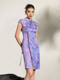 Shine Lavender Jacquard Cheongsam Dress