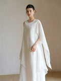 Prime Wind White Asymmetrical Cheongsam Dress