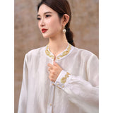 Dazzle Beige Chiffon Beaded Cheongsam Top
