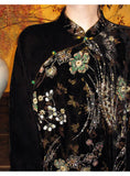 Chiffon Unique Embroidered Velvet Cheongsam Qipao Jacket