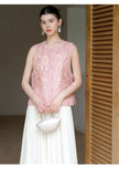 Tranquility 2-Piece Sheer Pink Embroidered Cheongsam Top