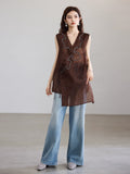 Muse Brown Embroidered Cheongsam Vest