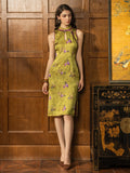 Nadine Ginger Yellow Floral Print Cheongsam