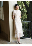 Onyx Apricot Hollow Embroidered Cheongsam Dress