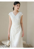 Naya Frost Apricot Embroidered Cheongsam Dress