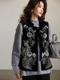 Ursula Black Sequin Embroidered Vest Cheongsam