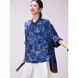 Purity Blue Print Jacquard Cheongsam Top