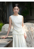 Paulina 2-Piece Fog White Jacquard Cheongsam Top
