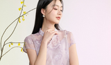 Chrysanthemum Lilac Jacquard Cheongsam Top