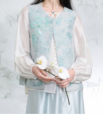 Luciana Glass Blue Floral Cheongsam Vest