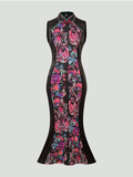 Belladonna Black Floral Jacquard Cheongsam Dress