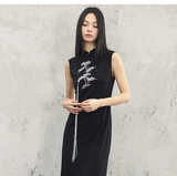 Tatyana Black Embroidered Cheongsam Dress