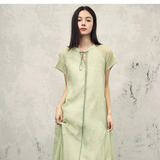 Castle Olive Green Embroidered Cheongsam Dress