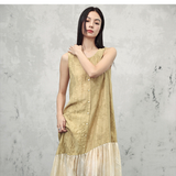 Josephina Ginger Yellow Jacquard Cheongsam Dress