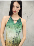 Valencia Print Vintage High-Slit Cheongsam Dress