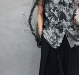 Yarrow Black Butterfly Mesh Cheongsam Top