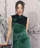 Manor Green Dragon Print Cheongsam Dress