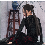 Peridot Black Red Layered Cheongsam Skirt