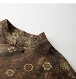 Celeste 2-Piece Yellow Coffee Jacquard Top Cheongsam