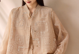 Fuchsia Milk Tea Embroidered Mandarin Collar Vest Cheongsam