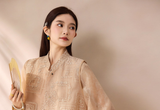 Fuchsia Milk Tea Embroidered Mandarin Collar Vest Cheongsam