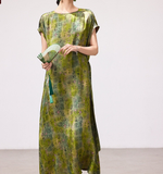 Twilight Light Leaf Green Cheongsam Dress
