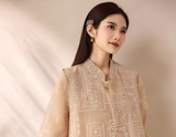 Fuchsia Milk Tea Embroidered Mandarin Collar Vest Cheongsam