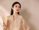 Fuchsia Milk Tea Embroidered Mandarin Collar Vest Cheongsam
