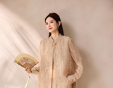 Fuchsia Milk Tea Embroidered Mandarin Collar Vest Cheongsam
