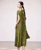 Twilight Light Leaf Green Cheongsam Dress