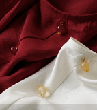 Nita Burgundy Jacquard Cheongsam Top