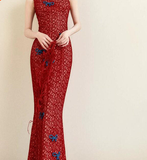 Kiara Red Lace Modern Cheongsam