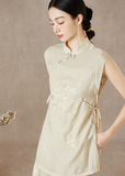 Carlotta 2-Piece Beige Embroidered Cheongsam Set