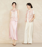 Interlude Pink Beaded Embroidered Cheongsam Top