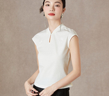 Bluebell White Butterfly Embroidered Cheongsam Top